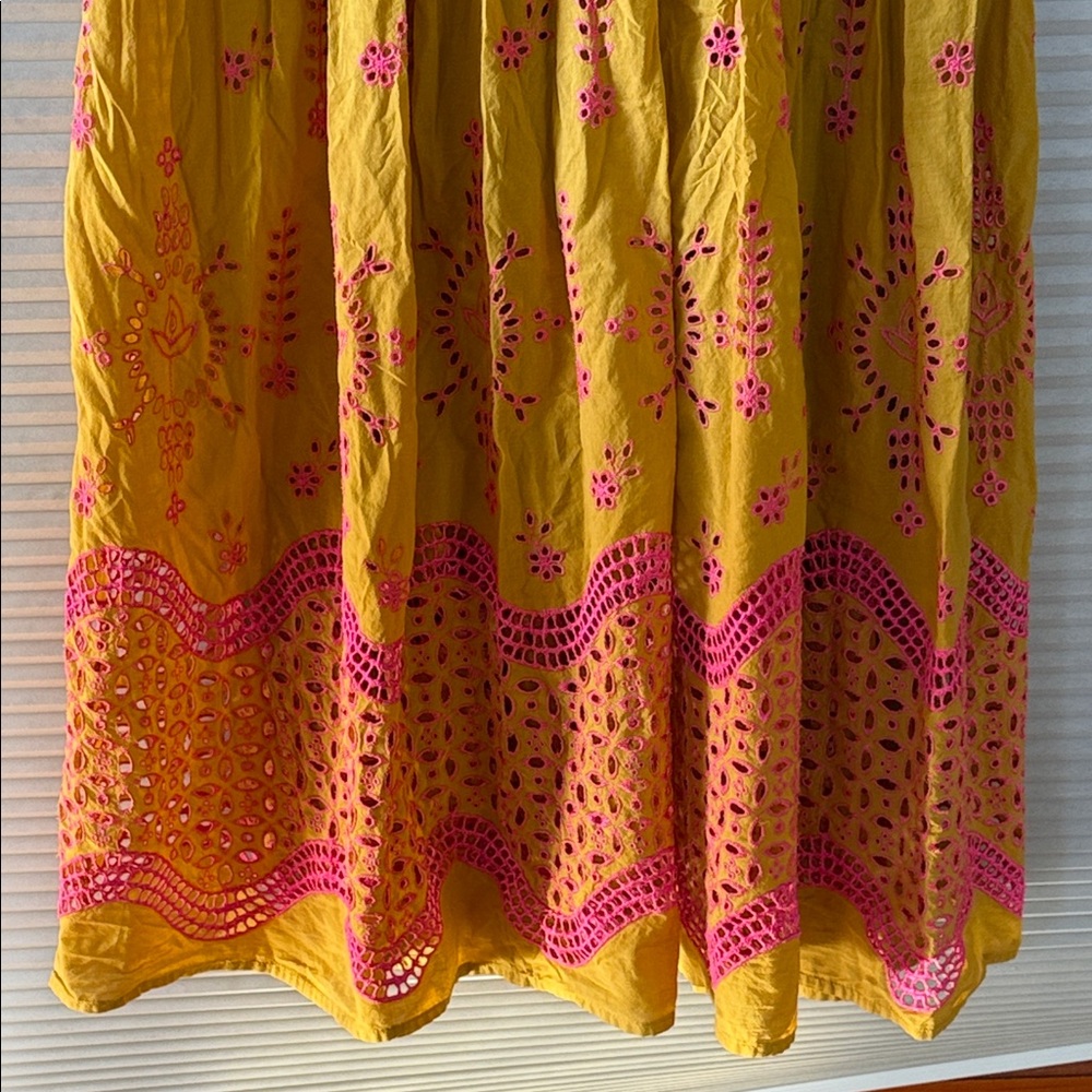 NWT DIXIE Yellow and Pink Floral embroidered Maxi Dress size medium - Picture 9 of 15
